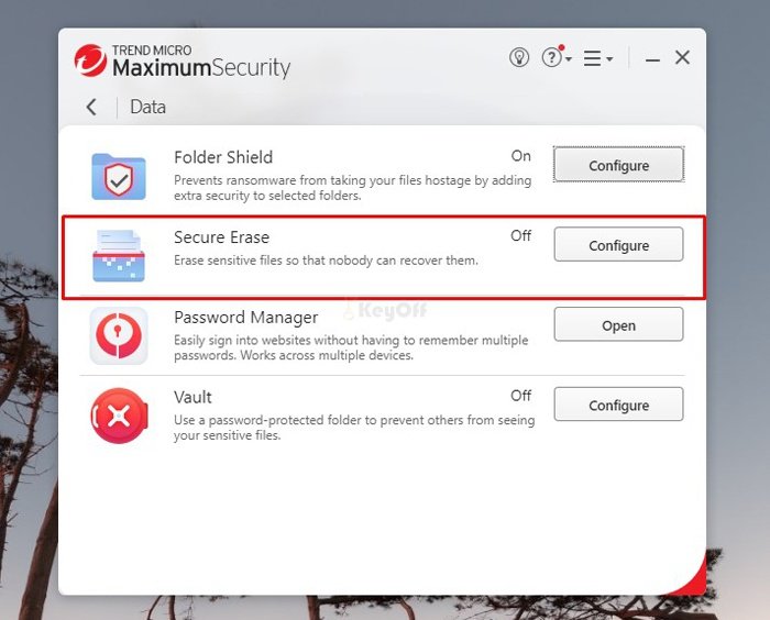 Cac tinh nang xoa an toan Trend Micro Maximum Security