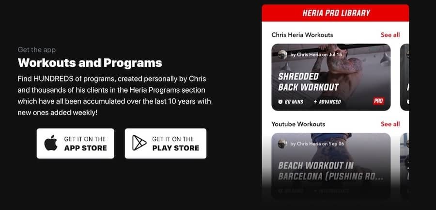 chris heria app workout programs